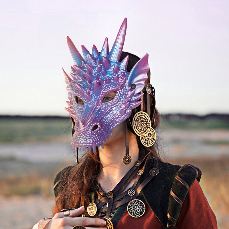 Cosplay Prop Blueprints - Máscara de Dragón Azul perla con