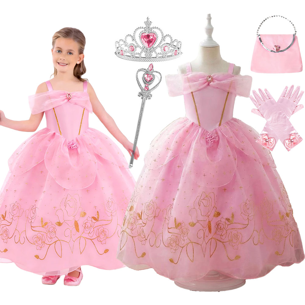 Cosplay Prop Bow - Vestido de Princesa Rosa para Niñas,