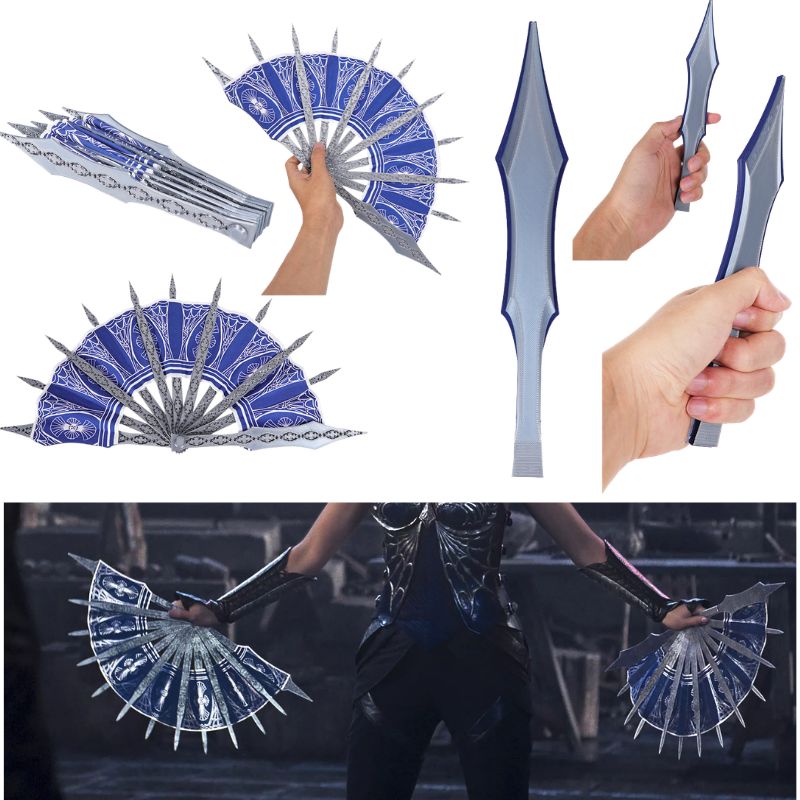 Cosplay Prop Blueprints - Abanico de Mano Azul MK para